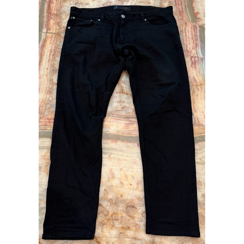 Days of September Mens Straight Jeans Jet Black Stretch Selvedge Denim Slim 35
